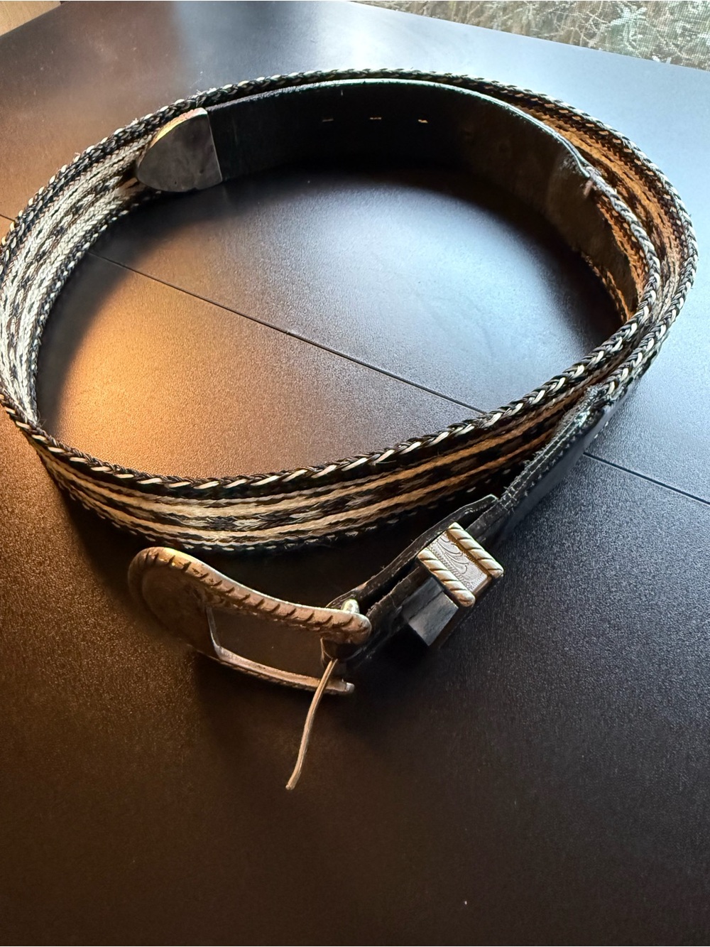 Tony Lama vintage braided horsehair Leather Belt size 44